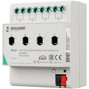 Изображение товара INTELLIGENT ARLIGHT Релейный модуль KNX-7043-82-DRO-DIN (BUS, 4x16А, KNX Secure) (IARL, IP20 Пластик, 2 года) 041225