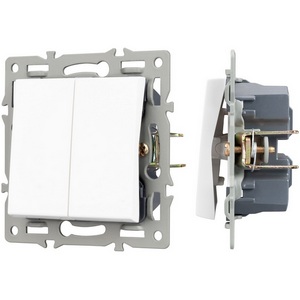 Изображение товара Механизм выключателя двухклавишный встраиваемый непроходной SWT-MK02-PL-WH (250V, 16A) Arlight 043724