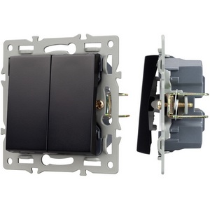 Изображение товара Механизм выключателя двухклавишный встраиваемый непроходной SWT-MK02-PL-BK (250V, 16A) Arlight 043725