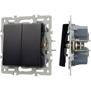 Изображение товара Механизм выключателя двухклавишный встраиваемый проходной SWT-MKP2-PL-BK (250V, 16A) Arlight 043728