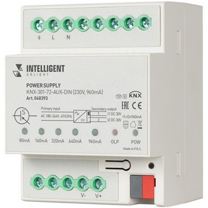 Изображение товара INTELLIGENT ARLIGHT Блок питания шины KNX-301-72-AUX-DIN (230V, 960mA) (IARL, IP20 Пластик, 2 года) 048393