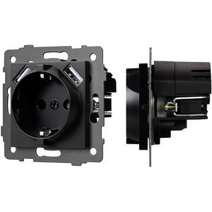 Изображение товара Механизм встраиваемый розетки с USB зарядкой SCT-MUAA-PL-BK-V (250V, 16A) Arlight 049819