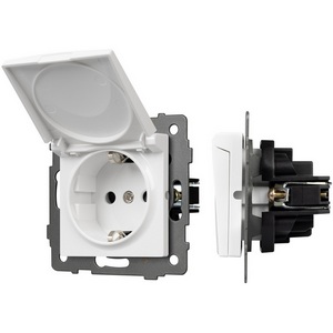 Изображение товара Механизм встраиваемый розетки влагозащищённый с шторкой SCT-MCP-PL-WH-V (250V, 16A) IP44 Arlight 049833