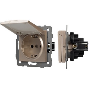 Изображение товара Механизм встраиваемый розетки влагозащищённый с шторкой SCT-MCP-PL-GD-V (250V, 16A) IP44 Arlight 049837