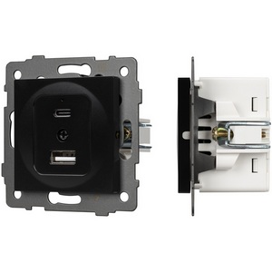 Изображение товара Механизм встраиваемый USB розетки SCT-MUAC-PL-BK-V (5V, 3A, QC4) Arlight 049838