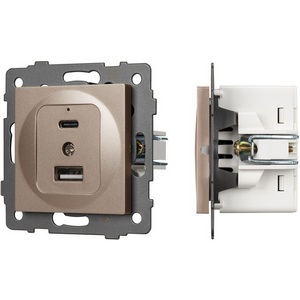 Изображение товара Механизм встраиваемый USB розетки SCT-MUAC-PL-GD-V (5V, 3A, QC4) Arlight 049841