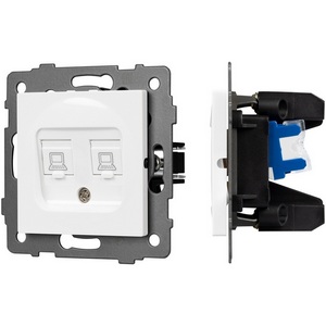 Изображение товара Механизм встраиваемый компьютерной розетки двойной SCT-MPC2-PL-WH-V (RJ-45, CAT6) Arlight 049854