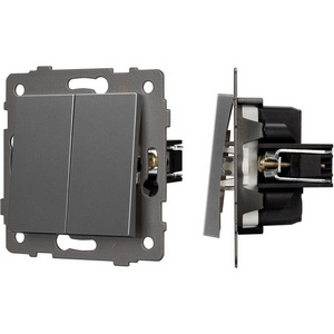 Изображение товара Механизм выключателя двухклавишный встраиваемый непроходной SWT-MK02-PL-GR-V (250V, 10A) Arlight 049889