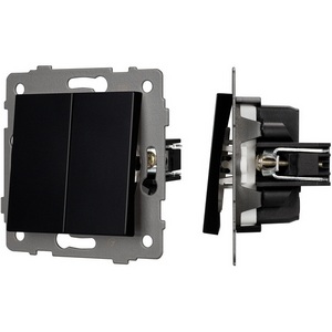 Изображение товара Механизм выключателя двухклавишный встраиваемый проходной SWT-MKP2-PL-BK-V (250V, 10A) Arlight 049893