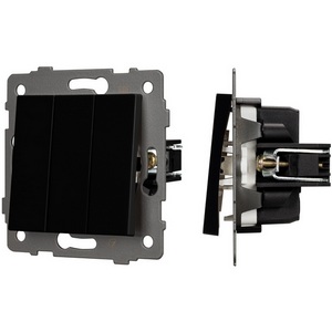 Изображение товара Механизм выключателя встраиваемый трехклавишный непроходной SWT-MK03-PL-BK-V (250V, 10A) Arlight 049897