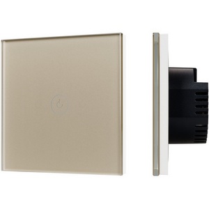 Изображение товара Выключатель встраиваемый сенсорный одноклавишный с подсветкой SWT-OMALI-S01-ZB-GD (250V, 10A, Zigbee) (Arlight, Стекло, Умный дом, Алиса) 050037