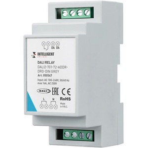 Изображение товара INTELLIGENT ARLIGHT Релейный модуль DALI2-701-72-ADDR-DRO-DIN Grey (230V, 1x16A) (IARL, DIN-рейка) 050547