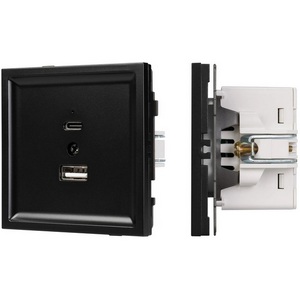 Изображение товара Механизм USB розетки SCT-TENDO-MUAC-PL-BK (5V, 3A, QC3) (Arlight, Черный) 054095