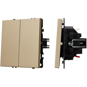 Изображение товара Механизм выключателя двухклавишный проходной SWT-NOBE-MKP2-SFPL-GD (230V, 10A) (Arlight) 054256