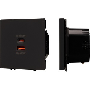 Изображение товара Механизм розетки с быстрой USB зарядкой SCT-NOBE-MUAC-SFPL-FC-BK (65W, QC3) (Arlight) 054317