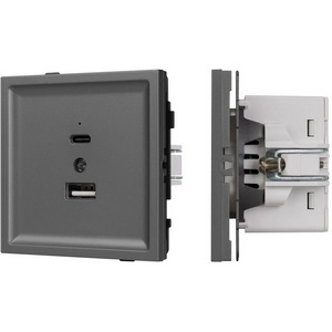 Изображение товара Механизм USB розетки SCT-TENDO-MUAC-SFPL-GR (5V, 3A, QC3) (Arlight, Матовый графитовый) 054538