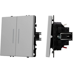 Изображение товара Механизм выключателя двухклавишный проходной LED SWT-NOBE-MKP2-SFPL-L-IS (230V, 10A) (Arlight, Никель) 059415