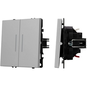 Изображение товара Механизм выключателя двухклавишный непроходной LED SWT-NOBE-MK02-SFPL-L-IS (230V, 10A) (Arlight, Никель) 059418