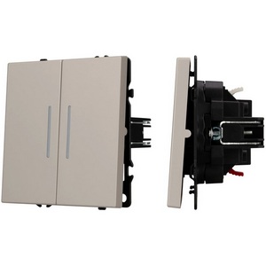 Изображение товара Механизм выключателя двухклавишный проходной LED SWT-NOBE-MKP2-SFPL-L-CA (230V, 10A) (Arlight, Кашемир) 059421