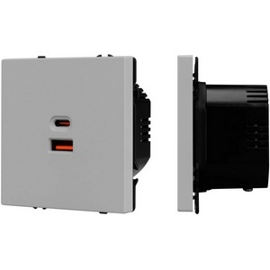 Изображение товара Механизм розетки с быстрой USB зарядкой SCT-NOBE-MUAC-SFPL-FC-IS (65W, QC3) (Arlight, Никель) 059447