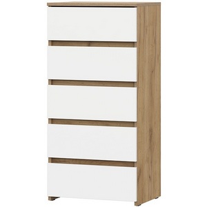 Изображение товара Комод Арника Некст 1 (5 ящиков), Дуб Золотой, Белый