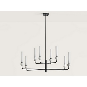 Изображение товара Потолочная люстра на штанге черный металл, белый мрамор Aromas del Campo Delie C1224/8 Matt black / White marble