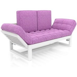 Изображение товара Кушетка Arsko Балтик белая эмаль фиолетовая рогожка