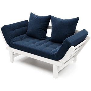 Изображение товара Кушетка Arsko Сламбер белая эмаль синий велюр