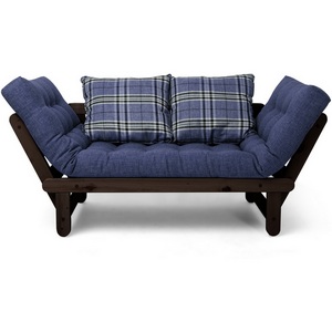 Изображение товара Кушетка Arsko Сламбер венге синяя клетка рогожка