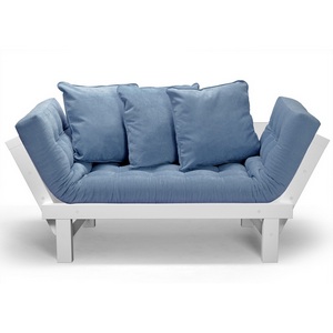 Изображение товара Кушетка Arsko Свен белая эмаль голубой вельвет
