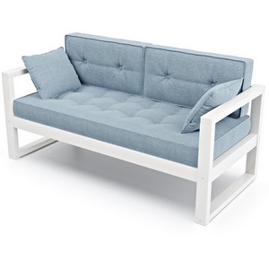 Изображение товара Диван Arsko Астер Мини белая эмаль голубая рогожка