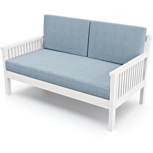 Изображение товара Диван Arsko Норман М белая эмаль голубая рогожка