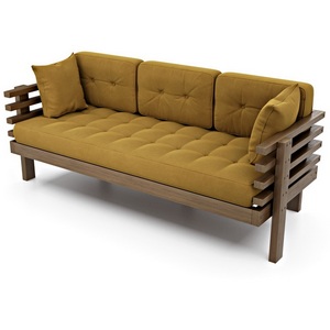 Изображение товара Диван Arsko Стоун орех горчичный велюр