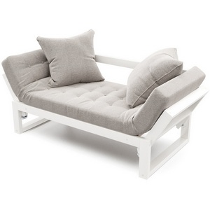 Изображение товара Кушетка Arsko Амбер белая эмаль серая рогожка