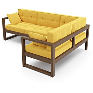 Изображение товара Диван Arsko Астер У орех желтый велюр