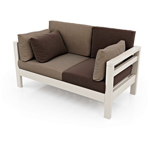 Изображение товара Диван Arsko прямой Домино М беленый дуб велюр светло-коричневый/темно-коричневый