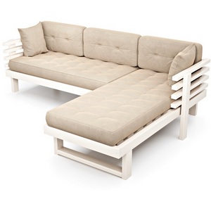 Изображение товара Диван Arsko Стоун Угловой беленый дуб светло-бежевый велюр