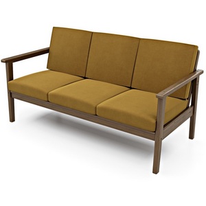 Изображение товара Диван Arsko прямой Лориан Б орех велюр горчичный