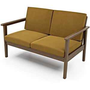 Изображение товара Диван Arsko прямой Лориан М орех велюр горчичный