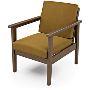 Изображение товара Кресло Arsko Лориан орех велюр горчичный