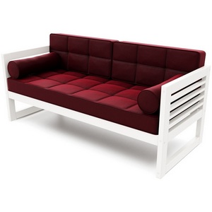 Изображение товара Диван Arsko прямой Сега Б белая эмаль велюр бордовый
