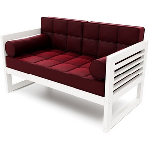 Изображение товара Диван Arsko прямой Сега М белая эмаль велюр бордовый