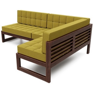 Изображение товара Диван Arsko угловой Сега У орех рогожка горчичная