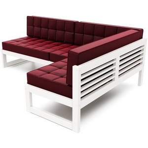 Изображение товара Диван Arsko угловой Сега У белая эмаль велюр бордовый