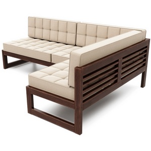 Изображение товара Диван Arsko угловой Сега У орех велюр бежевый