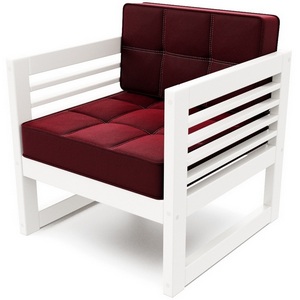 Изображение товара Кресло Arsko Сега белая эмаль велюр бордовый