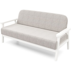 Изображение товара Диван Arsko прямой Флори М белая эмаль рогожка серая