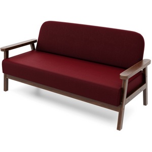 Изображение товара Диван Arsko прямой Флори М орех велюр бордовый