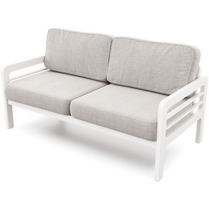 Изображение товара Диван Arsko прямой Бергер Б белая эмаль рогожка серая