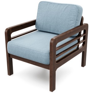 Изображение товара Кресло Arsko Бергер орех рогожка голубая